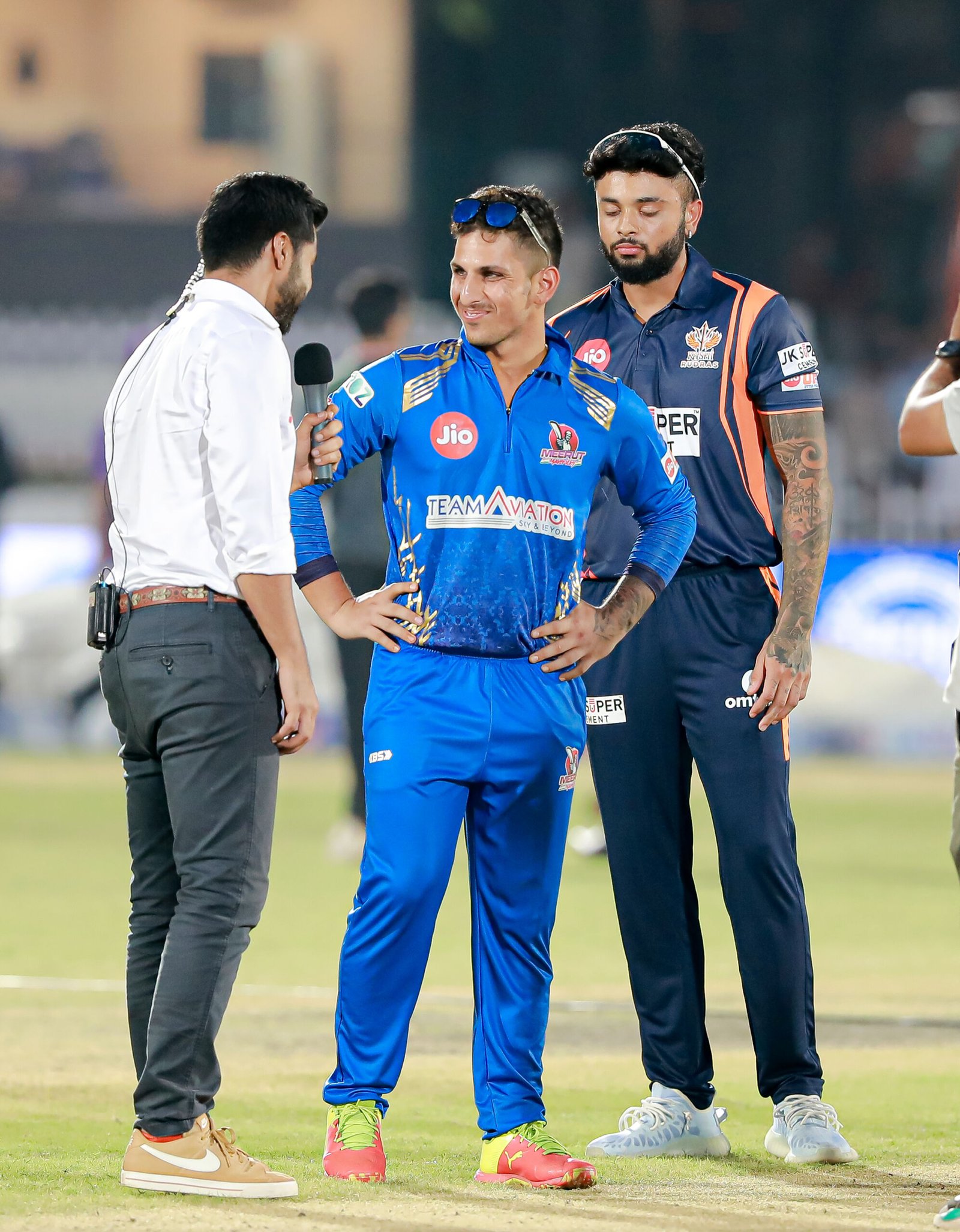 During the match between Kashi Rudras and Meerut Mavericks at Green Park Stadium on 31 August 2023.